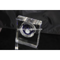 crystal desk clock with rotete blue crystal ball ,bule crystal ball with clock